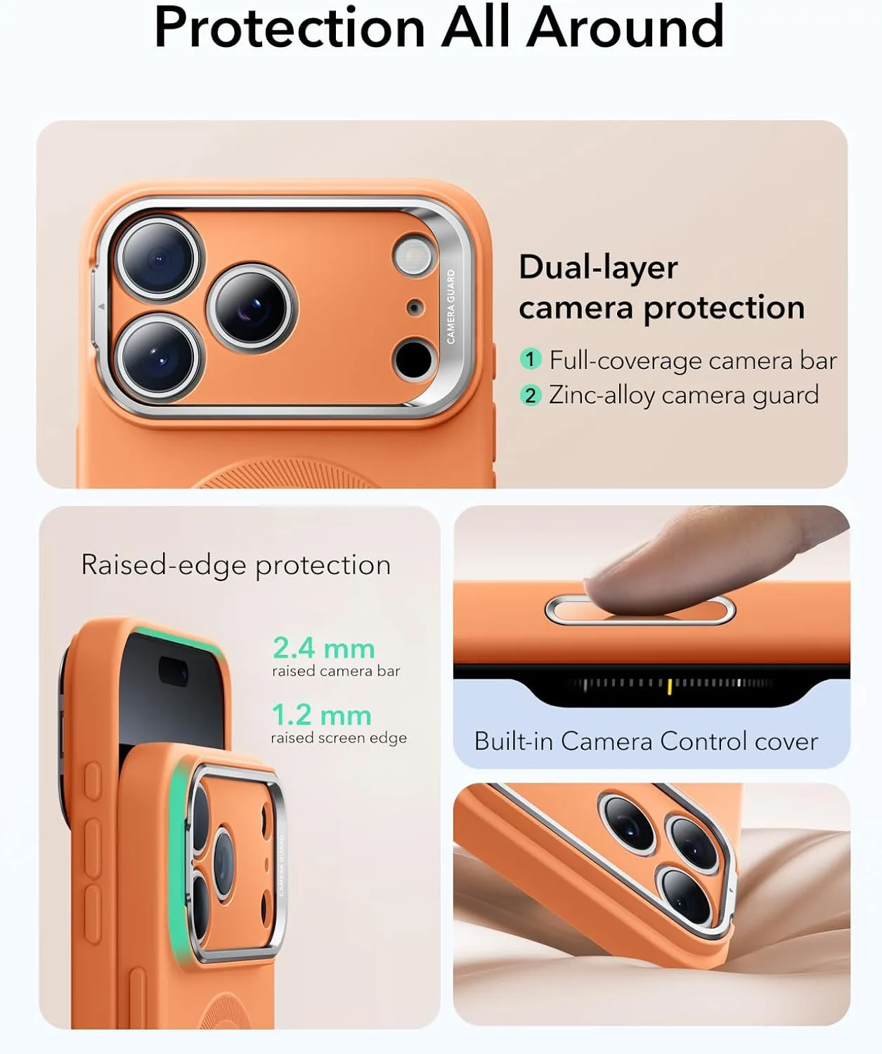 ESR รุ่น Cloud Soft with Stash Stand (Camera Control Button) - เคส iPhone 17 Pro Max - สี Orange 3 ESR รุ่น Cloud Soft with Stash Stand (Camera Control Button) - เคส iPhone 17 Pro Max - สี Orange - Image 3