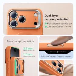 ESR รุ่น Cloud Soft with Stash Stand (Camera Control Button) - เคส iPhone 17 Pro - สี Orange