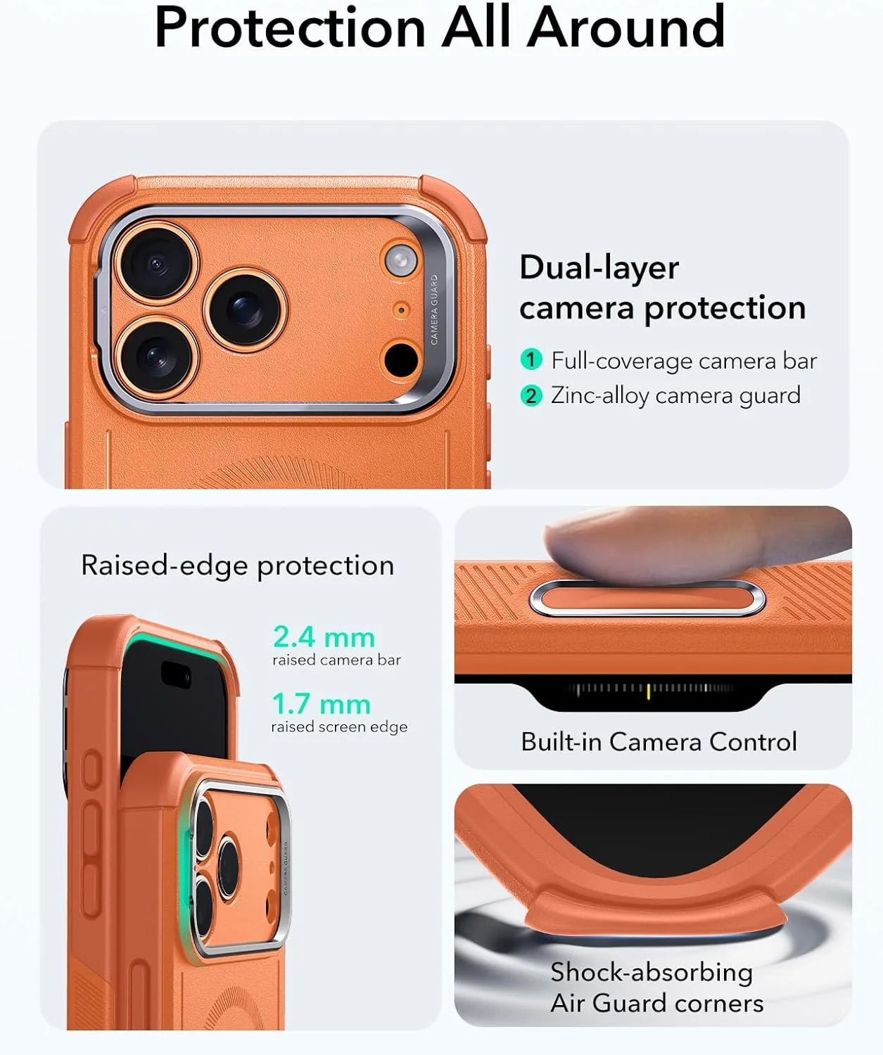ESR รุ่น Cyber Tough Case with Stash Stand (Camera Control Button) - เคส iPhone 17 Pro Max - สี Orange 3 ESR รุ่น Cyber Tough Case with Stash Stand (Camera Control Button) - เคส iPhone 17 Pro Max - สี Orange - Image 3