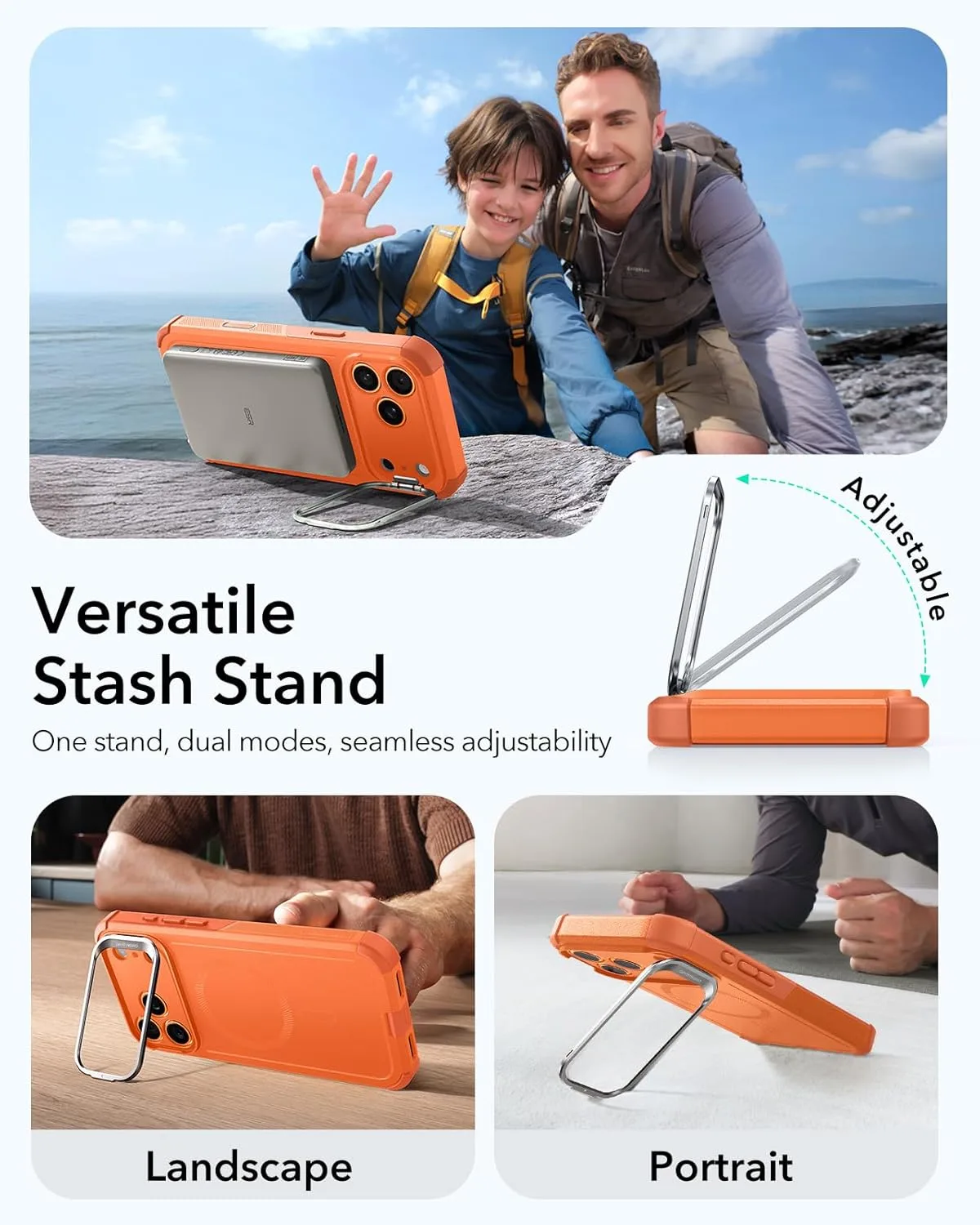 ESR รุ่น Cyber Tough Case with Stash Stand (Camera Control Button) - เคส iPhone 17 Pro Max - สี Orange 6 ESR รุ่น Cyber Tough Case with Stash Stand (Camera Control Button) - เคส iPhone 17 Pro Max - สี Orange - Image 6