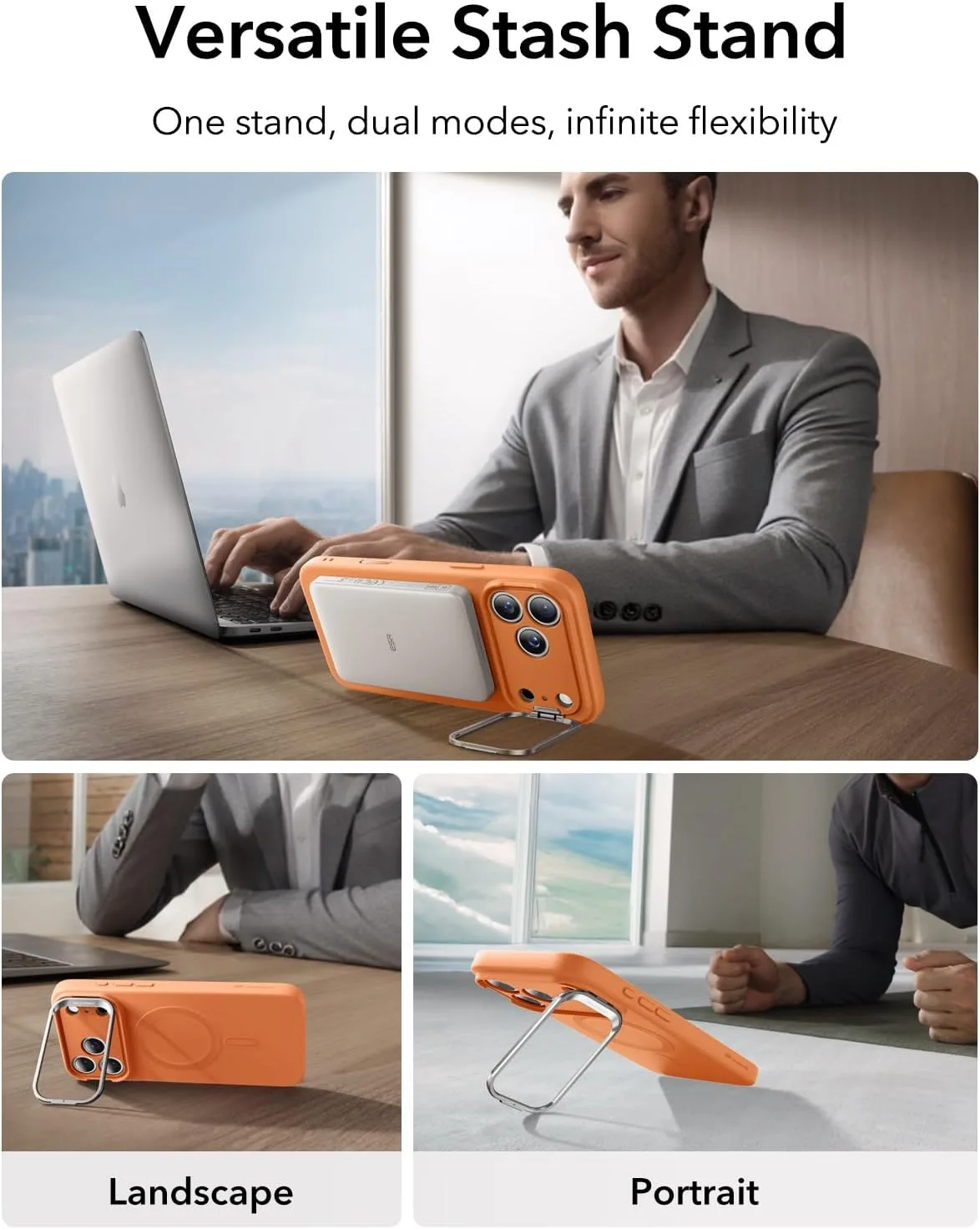 ESR รุ่น Cloud Soft with Stash Stand (Camera Control Button) - เคส iPhone 17 Pro Max - สี Orange 6 ESR รุ่น Cloud Soft with Stash Stand (Camera Control Button) - เคส iPhone 17 Pro Max - สี Orange - Image 6