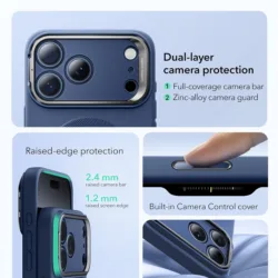 ESR รุ่น Cloud Soft with Stash Stand (Camera Control Button) - เคส iPhone 17 Pro Max - สี Navy Blue 9 ESR รุ่น Cloud Soft with Stash Stand (Camera Control Button) - เคส iPhone 17 Pro Max - สี Navy Blue