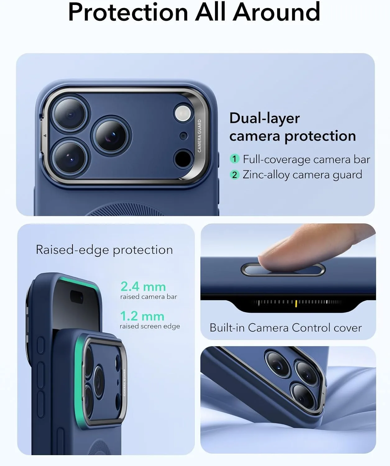 ESR รุ่น Cloud Soft with Stash Stand (Camera Control Button) - เคส iPhone 17 Pro Max - สี Navy Blue 3 ESR รุ่น Cloud Soft with Stash Stand (Camera Control Button) - เคส iPhone 17 Pro Max - สี Navy Blue - Image 3