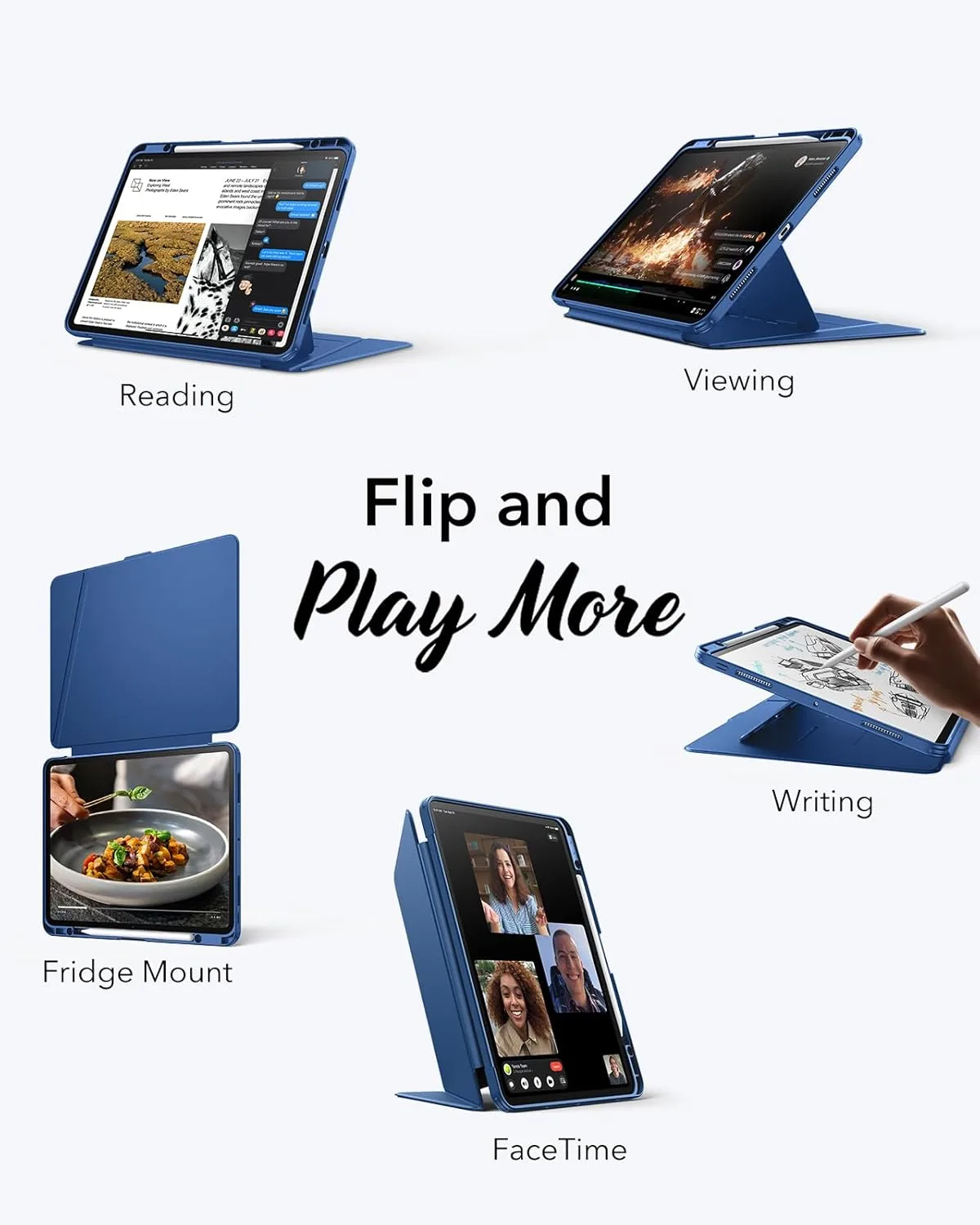 ESR รุ่น Flip Magnetic Case (Pencil Holder) - เคส iPad Pro 11" (M5/M4) - สี Blue 3 ESR รุ่น Flip Magnetic Case (Pencil Holder) - เคส iPad Pro 11" (M5/M4) - สี Blue - Image 3