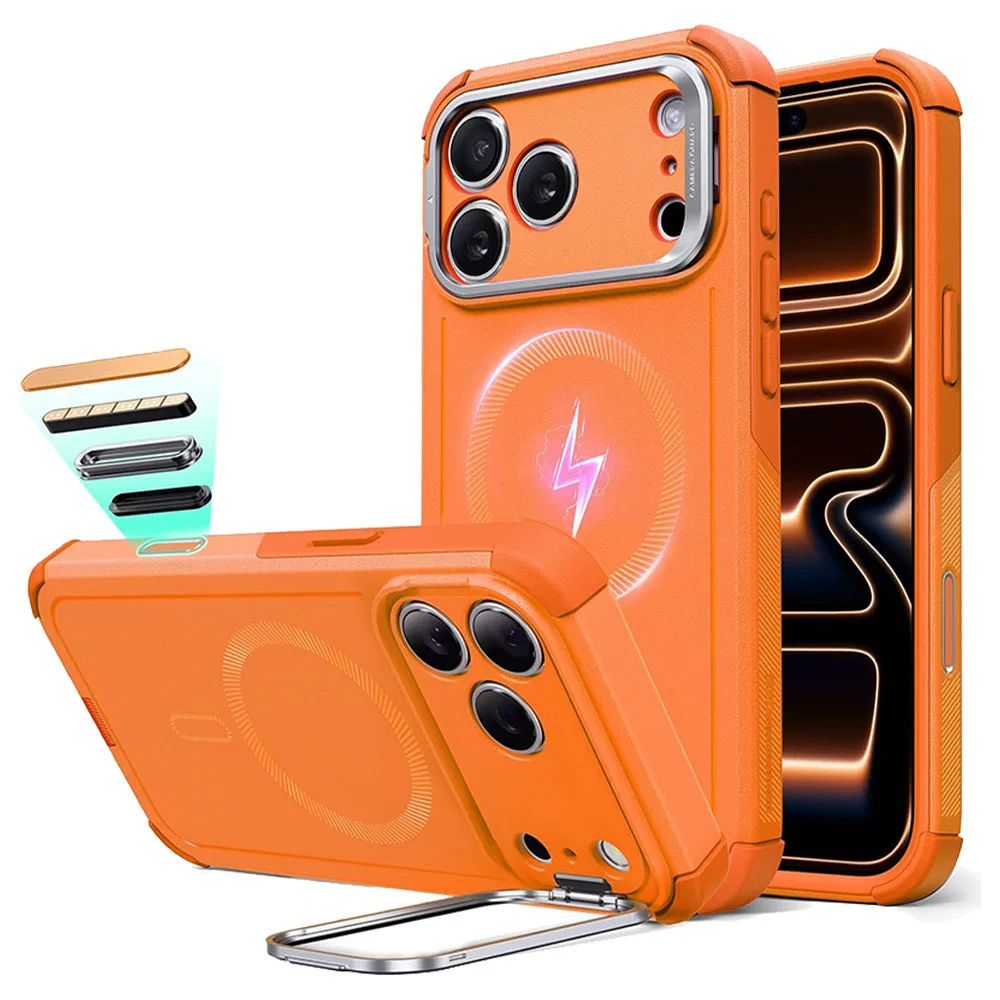 ESR รุ่น Cyber Tough Case with Stash Stand (Camera Control Button) - เคส iPhone 17 Pro Max - สี Orange 1 ESR รุ่น Cyber Tough Case with Stash Stand (Camera Control Button) - เคส iPhone 17 Pro Max - สี Orange