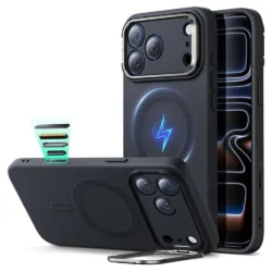 ESR รุ่น Cloud Soft with Stash Stand (Camera Control Button) - เคส iPhone 17 Pro Max - สี Black