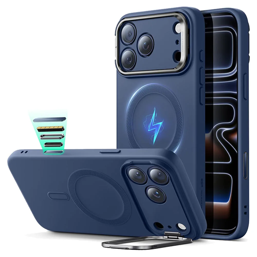 ESR รุ่น Cloud Soft with Stash Stand (Camera Control Button) - เคส iPhone 17 Pro Max - สี Navy Blue 1 ESR รุ่น Cloud Soft with Stash Stand (Camera Control Button) - เคส iPhone 17 Pro Max - สี Navy Blue