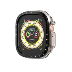 Casetify รุ่น Clear Case with Screen Protector - เคสและฟิล์ม Apple Watch 49mm - สี Black