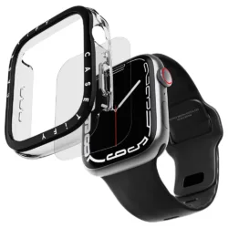 Casetify รุ่น Clear Case with Screen Protector - เคสและฟิล์ม Apple Watch 45mm - สี Black
