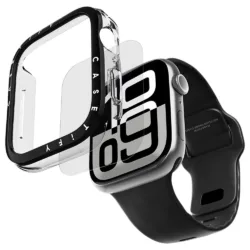 Casetify รุ่น Clear Case with Screen Protector - เคสและฟิล์ม Apple Watch Series 10 (46mm) - สี Black