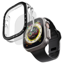 Casetify รุ่น Clear Case with Screen Protector - เคสและฟิล์ม Apple Watch 49mm - สี Black