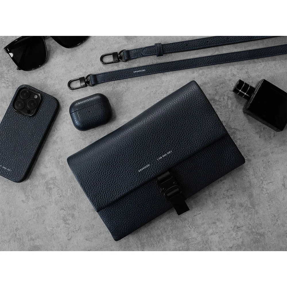 GRAMS28 รุ่น Leather Strap (15mm) - สี Navy Blue Pebbled 4 GRAMS28 รุ่น Leather Strap (15mm) - สี Navy Blue Pebbled - Image 4