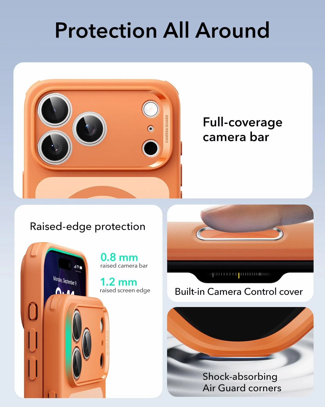 ESR รุ่น Classic Hybrid Case (Camera Control Button) - เคส iPhone 17 Pro Max - สี Frosted Orange 5 ESR รุ่น Classic Hybrid Case (Camera Control Button) - เคส iPhone 17 Pro Max - สี Frosted Orange - Image 5