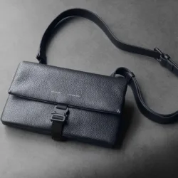 GRAMS28 รุ่น Leather Strap (25mm) - สี Navy Blue Pebbled