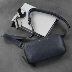 GRAMS28 รุ่น Leather Strap (25mm) - สี Navy Blue Pebbled