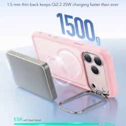 ESR รุ่น Classic Hybrid Case with Stash Stand (Camera Control Button) - เคส iPhone 17 Pro - สี Frosted Bubblegum Pink