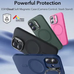 ESR รุ่น Cloud Soft with Stash Stand (Camera Control Button) - เคส iPhone 17 - สี Navy Blue