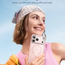 ESR รุ่น Classic Hybrid Case with Stash Stand (Camera Control Button) - เคส iPhone 17 Pro - สี Frosted Bubblegum Pink