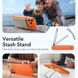 ESR รุ่น Cyber Tough Case with Stash Stand (Camera Control Button) - เคส iPhone 17 Pro - สี Orange