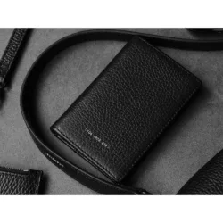 GRAMS(28) รุ่น 104 Fold-Out Wallet - กระเป๋าสตางค์ - สี Pebbled Navy Blue