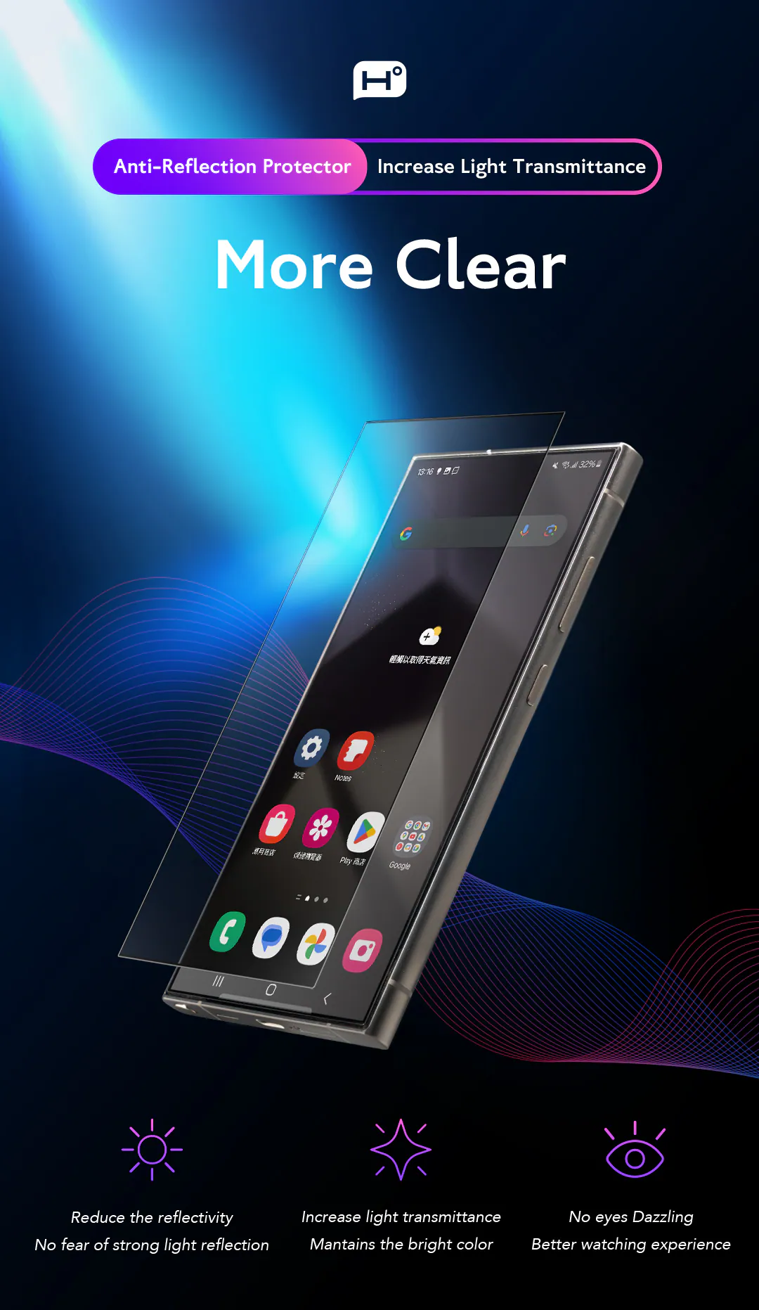 Hoda รุ่น Anti-Reflection (AR) Tempered Glass - ฟิล์มกระจก Galaxy S26 Ultra (พร้อมอุปกรณ์ช่วยติดตั้ง) 2 Hoda รุ่น Anti-Reflection (AR) Tempered Glass - ฟิล์มกระจก Galaxy S26 Ultra (พร้อมอุปกรณ์ช่วยติดตั้ง) - Image 2