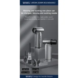 WiWU รุ่น Hurricane Ultra High Speed Fan - พัดลม+ดูดฝุ่น แบบพกพา 2-in-1 - สี Gray