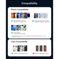 ESR รุ่น OmniLock Magnetic Car Charger with CryoBoost (25W) - แท่นชาร์จไร้สายติดช่องแอร์ในรถ - สี Black