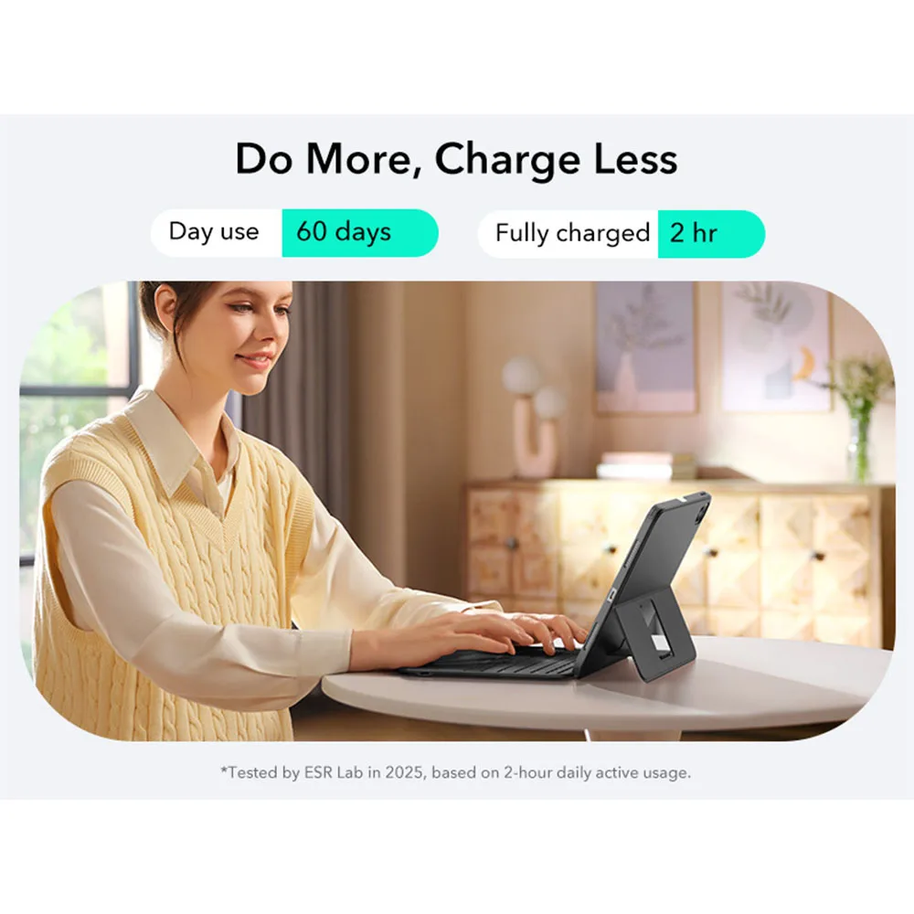 ESR รุ่น Flex Keyboard Case (Detachable) - เคส iPad 11" (A16/2025), iPad 10.9" (10th/2022) - สี Dark Gray (US Layout) 10 ESR รุ่น Flex Keyboard Case (Detachable) - เคส iPad 11" (A16/2025), iPad 10.9" (10th/2022) - สี Dark Gray (US Layout) - Image 10