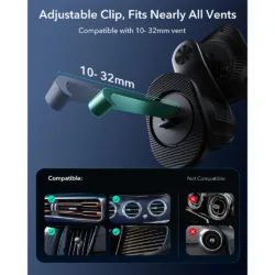 ESR รุ่น OmniLock Magnetic Car Charger with CryoBoost (25W) - แท่นชาร์จไร้สายติดช่องแอร์ในรถ - สี Black