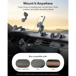 ESR รุ่น OmniLock Magnetic Car Mount (Suction Cup) - แท่นวางมือถือในรถ - สี Black Carbon Fiber