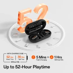 OpenRock รุ่น Link 20 - หูฟังไร้สาย Open Ear พร้อมไมค์แม่เหล็ก - สี Black