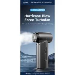 WiWU รุ่น Hurricane Ultra High Speed Fan - พัดลม+ดูดฝุ่น แบบพกพา 2-in-1 - สี Gray