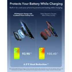 ESR รุ่น OmniLock Magnetic Car Charger with CryoBoost (25W) - แท่นชาร์จไร้สายติดช่องแอร์ในรถ - สี Black