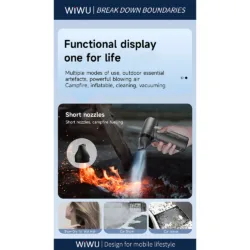 WiWU รุ่น Hurricane Ultra High Speed Fan - พัดลม+ดูดฝุ่น แบบพกพา 2-in-1 - สี Gray