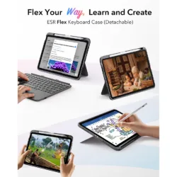 ESR รุ่น Flex Keyboard Case (Detachable) - เคส iPad 11" (A16/2025), iPad 10.9" (10th/2022) - สี Dark Gray (US Layout)