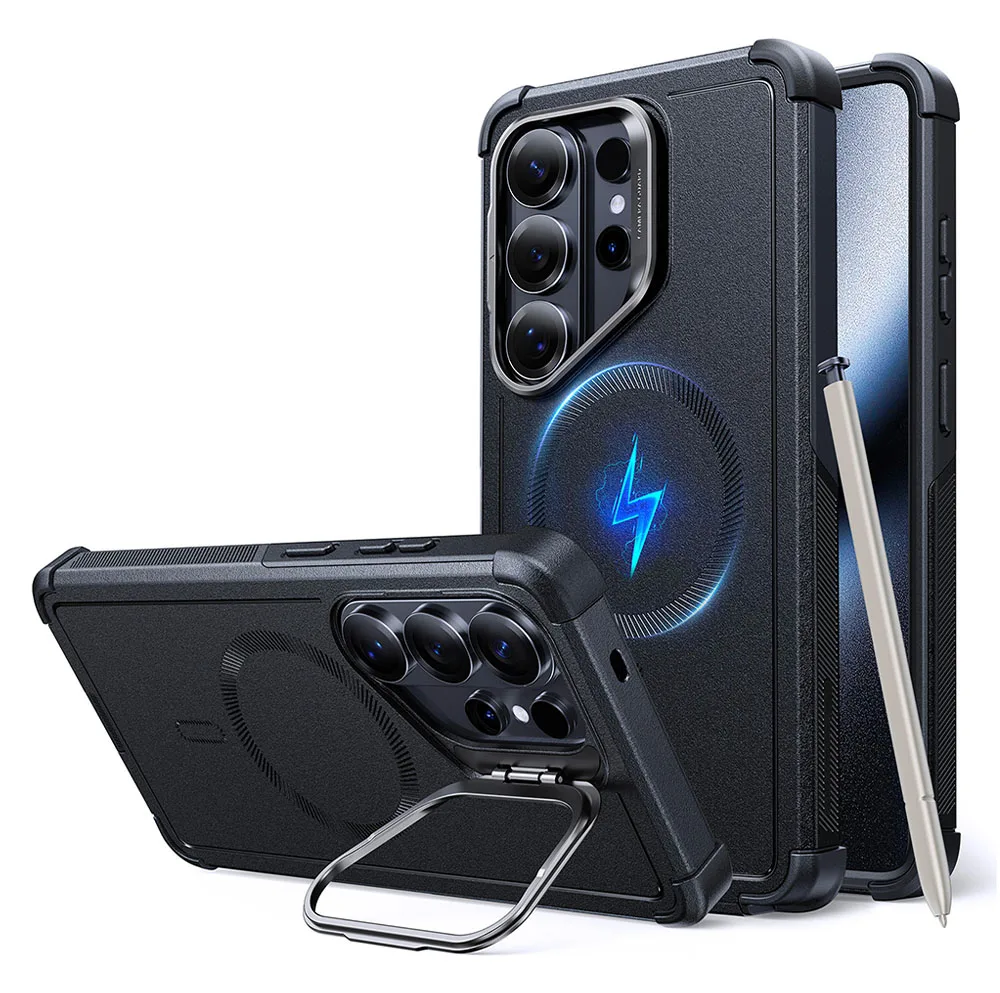 ESR รุ่น Cyber Tough Case with Stash Stand - เคส Galaxy S26 Ultra - สี Black 1 ESR รุ่น Cyber Tough Case with Stash Stand - เคส Galaxy S26 Ultra - สี Black