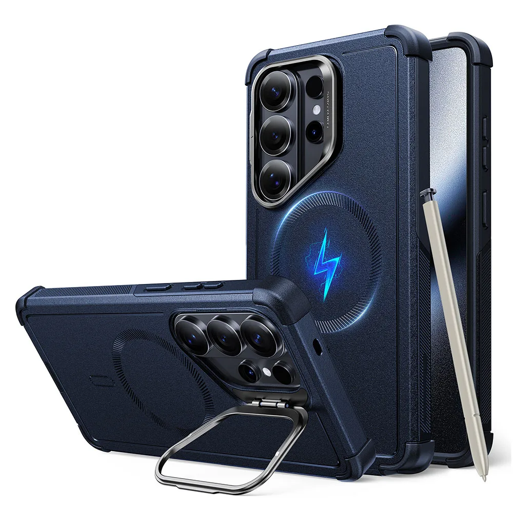 ESR รุ่น Cyber Tough Case with Stash Stand - เคส Galaxy S26 Ultra - สี Blue 1 ESR รุ่น Cyber Tough Case with Stash Stand - เคส Galaxy S26 Ultra - สี Blue