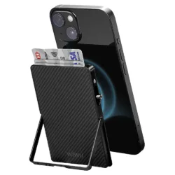 WiWU รุ่น Warriors Carbon Magsafe Metal Stand - ที่เก็บบัตรติดหลังมือถือ - สี Black