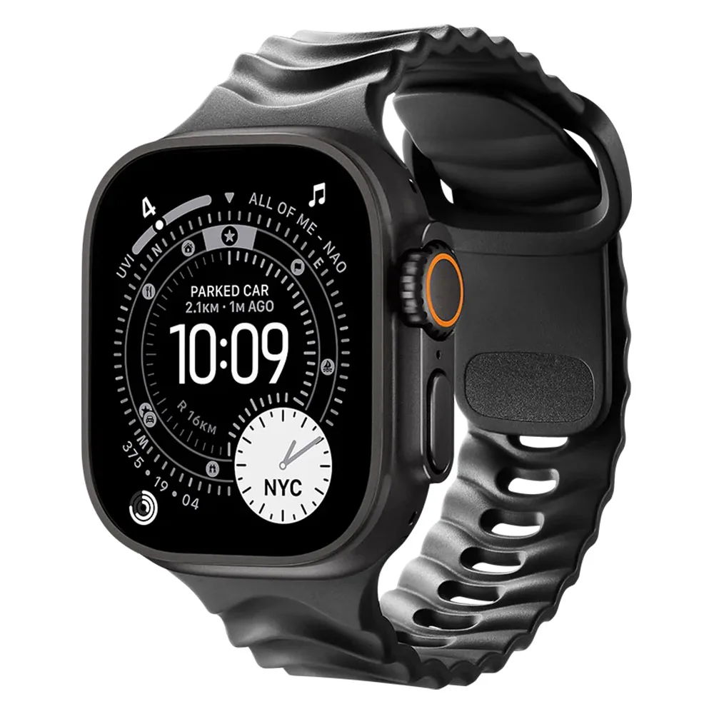 Materik รุ่น FKM Ripple Band - สายนาฬิกา Apple Watch 42(3)/44/45/46/49mm - สี Volcanic Black 1 Materik รุ่น FKM Ripple Band - สายนาฬิกา Apple Watch 42(3)/44/45/46/49mm - สี Volcanic Black