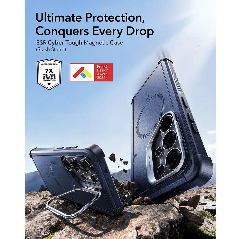 ESR รุ่น Cyber Tough Case with Stash Stand - เคส Galaxy S26 Ultra - สี Blue 2 ESR รุ่น Cyber Tough Case with Stash Stand - เคส Galaxy S26 Ultra - สี Blue - Image 2