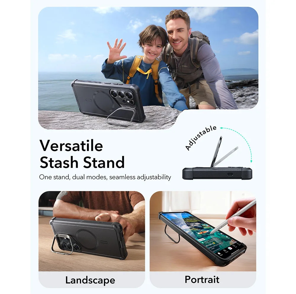 ESR รุ่น Cyber Tough Case with Stash Stand - เคส Galaxy S26 Ultra - สี Black 7 ESR รุ่น Cyber Tough Case with Stash Stand - เคส Galaxy S26 Ultra - สี Black - Image 7