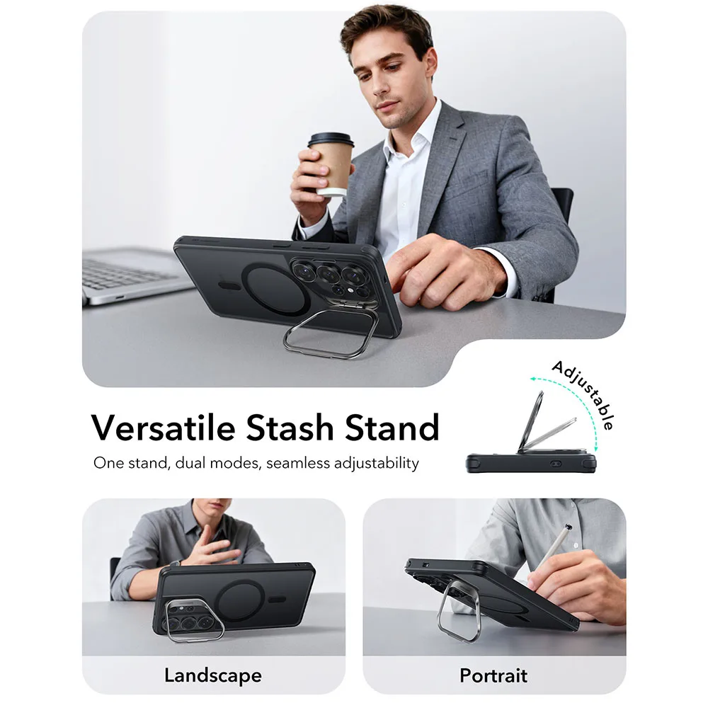 ESR รุ่น Classic Hybrid Case with Stash Stand - เคส Galaxy S26 Ultra - สี Frosted Black 8 ESR รุ่น Classic Hybrid Case with Stash Stand - เคส Galaxy S26 Ultra - สี Frosted Black - Image 8