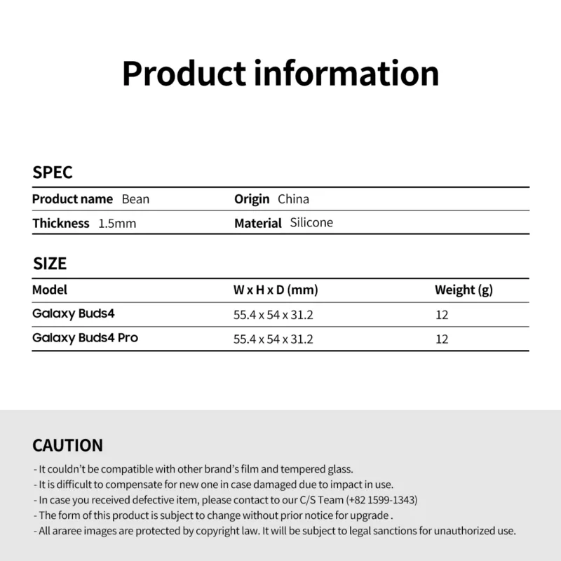 Araree รุ่น BEAN - เคส Galaxy Buds 4/ 4 Pro - สี Mint