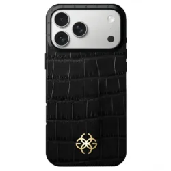 Golden Concept รุ่น Premium Leather - เคส iPhone 17 Pro Max - สี Croco Embossed Black