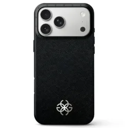 Golden Concept รุ่น Premium Leather - เคส iPhone 17 Pro Max - สี Saffiano Leather Black