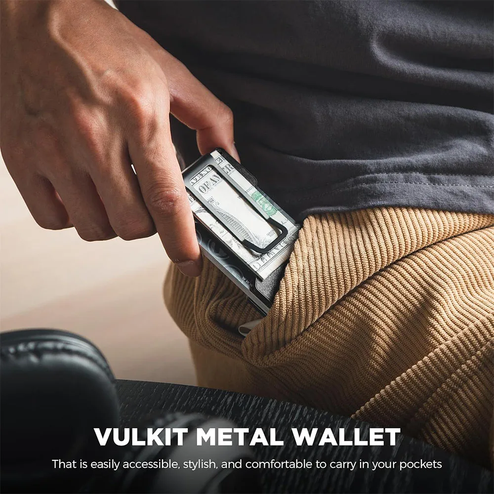 Vulkit รุ่น VCL300 Minimalist Metal Wallet with Money Clip - กระเป๋าเก็บบัตร - สี Retro-Black 5 Vulkit รุ่น VCL300 Minimalist Metal Wallet with Money Clip - กระเป๋าเก็บบัตร - สี Retro-Black - Image 5