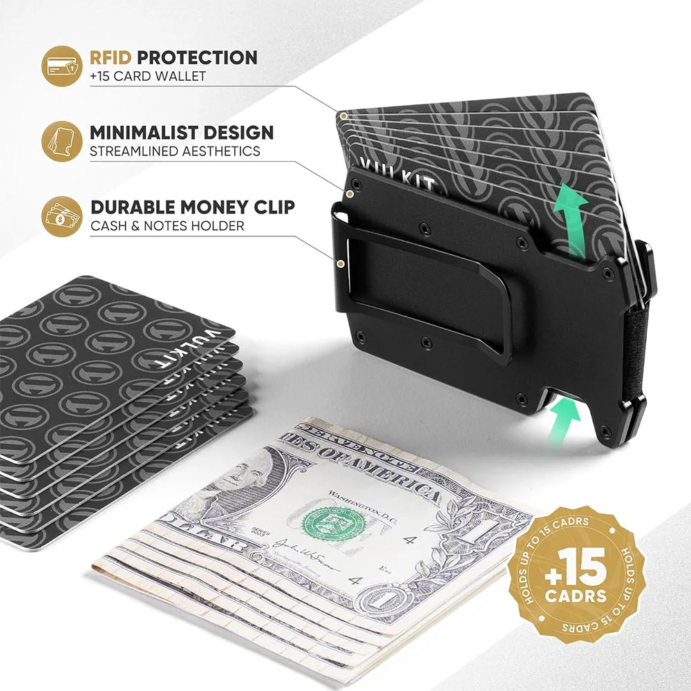 Vulkit รุ่น VCL400 Minimalist Slim Wallet with Money Clip - กระเป๋าเก็บบัตร - สี Black 5 Vulkit รุ่น VCL400 Minimalist Slim Wallet with Money Clip - กระเป๋าเก็บบัตร - สี Black - Image 5