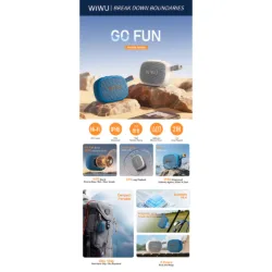 WiWU รุ่น GO Fun Portable Speaker - ลำโพงบลูทูธ - สี Blue