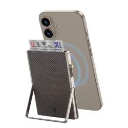 WiWU รุ่น Warriors Carbon Magsafe Metal Stand - ที่เก็บบัตรติดหลังมือถือ - สี Orange