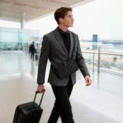 WiWU รุ่น Master Genuine Leather Fingerprint Lock Crossbody Bag - กระเป๋าคาดอก - สี Black